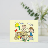 Carte Postale Chiffres Famille Plage Amusants (Debout devant)