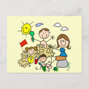 Carte Postale Chiffres Famille Plage Amusants
