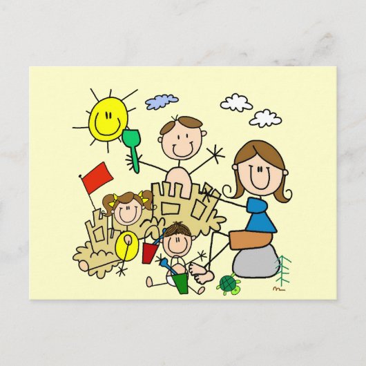 Carte Postale Chiffres Famille Plage Amusants (Devant)