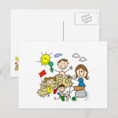 Carte Postale Chiffres Famille Plage Amusants (Devant / Derrière)