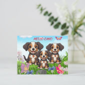 Carte postale Chig Groomer Happy Puppies (Debout devant)