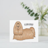 Carte Postale Chih tzu long cheveux dessin de chien (Debout devant)