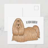 Carte Postale Chih tzu long cheveux dessin de chien (Devant / Derrière)