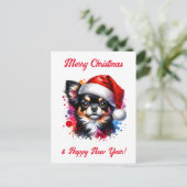 Carte Postale Chihuahua Chien à Santa Hat Noël (Debout devant)