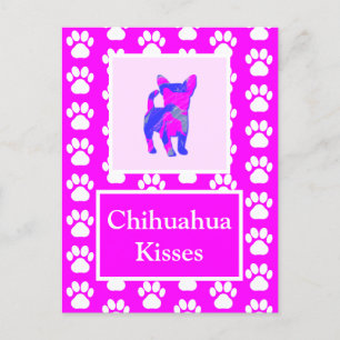 Carte Postale Chihuahua Chien Baiser Silhouette en Cute P&B