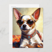 Carte Postale Chihuahua Chien cool portant des lunettes de solei (Devant / Derrière)