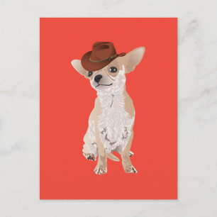 Carte postale Chihuahua Chien Cowboy Cute