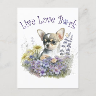 Carte Postale Chihuahua Chien Maman Florale