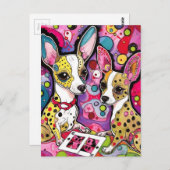 Carte Postale Chihuahua Chiens Colorful Collage (Devant / Derrière)
