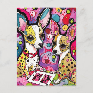 Carte Postale Chihuahua Chiens Colorful Collage