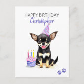 Carte Postale Chihuahua Chig Personnalisé Joyeux anniversaire (Devant)