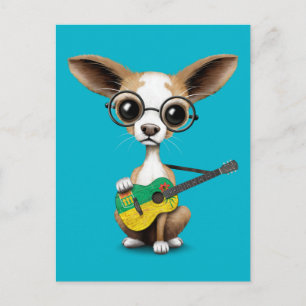 Carte Postale Chihuahua Chiot Jouant à la guitare de la Saskatch