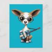 Carte Postale Chihuahua Chiot Jouant Guitare Du Drapeau Du Québe (Devant)