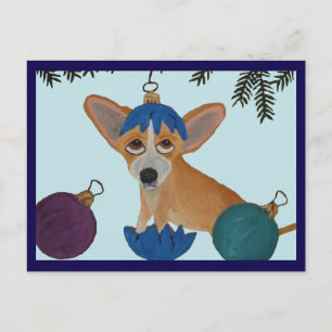 Carte Postale Chihuahua dans un ornement de Noël cassé