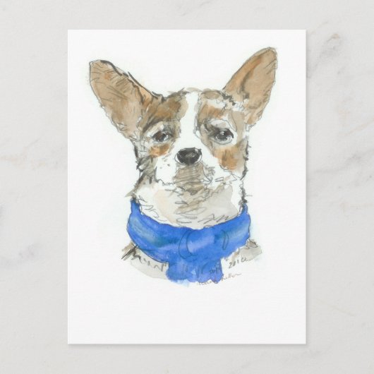 Carte postale Chihuahua Dog Watercolor (Devant)
