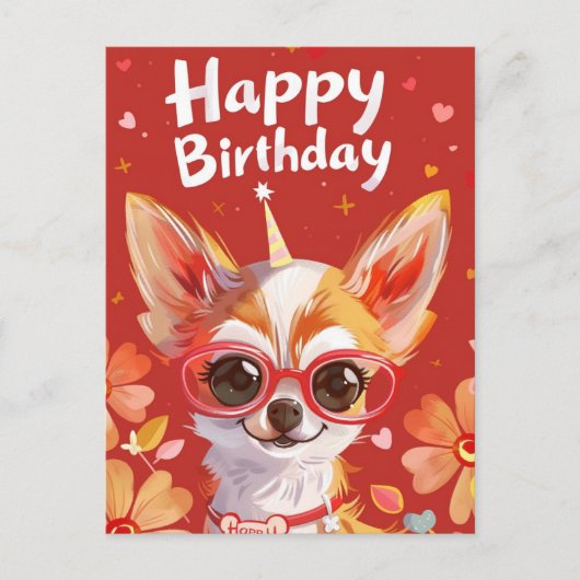 Carte Postale Chihuahua Joyeux anniversaire (Devant)
