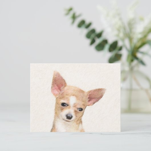 Carte Postale Chihuahua Peinture - Cute Original Chien Art (Debout devant)