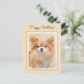 Carte Postale Chihuahua Peinture de Chien à long Haired Art orig (Debout devant)