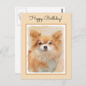 Carte Postale Chihuahua Peinture de Chien à long Haired Art orig (Devant / Derrière)