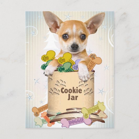 Carte Postale Chihuahua Posé avec Cookie Jar (Devant)