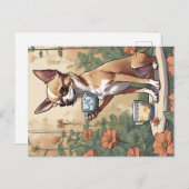 Carte Postale Chihuahua Sipping Thé dans le jardin (Devant / Derrière)