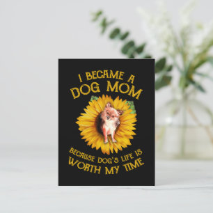 Carte Postale Chihuahua Sunflower Dog Maman Dog Lover Saying