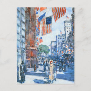 Carte Postale Childe Hassam - drapeaux Cinquième Avenue