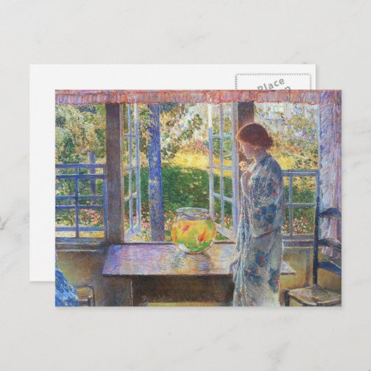 Carte Postale Childe Hassam - La fenêtre du poisson d'or (Devant / Derrière)