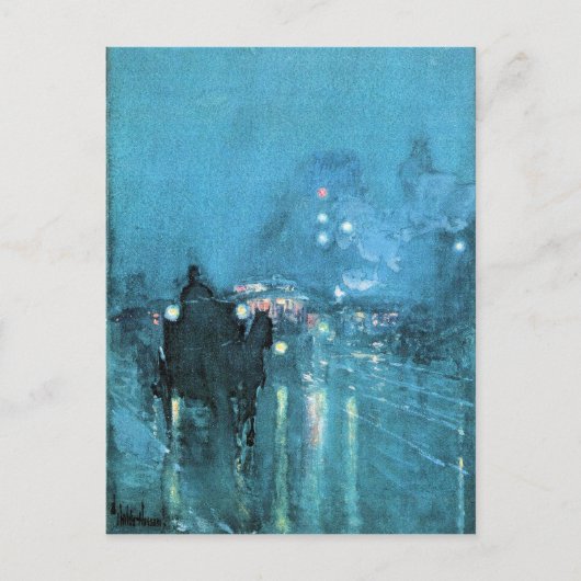 Carte Postale Childe Hassam - Nocturne Railway Crossing Chicago (Devant)