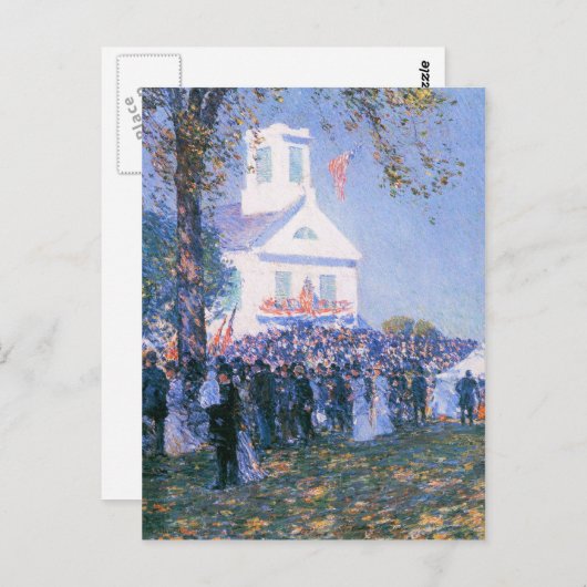 Carte Postale Childe Hassam - Récolte dans un village de New Eng (Devant / Derrière)