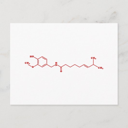 Carte Postale Chili Capsaicin Formule chimique moléculaire (Devant)