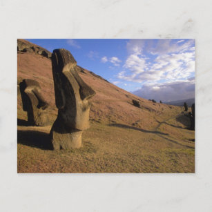 Carte Postale Chili, île de Pâques. Coteau avec Moai