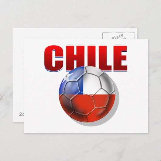 Carte Postale Chili logo football drapeau de l'équipement chilie (Devant / Derrière)
