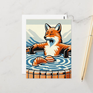 Carte Postale Chill Red Fox in a Hot Tub