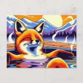 Carte Postale Chill Red Fox in a Hotspring Pool (Devant)