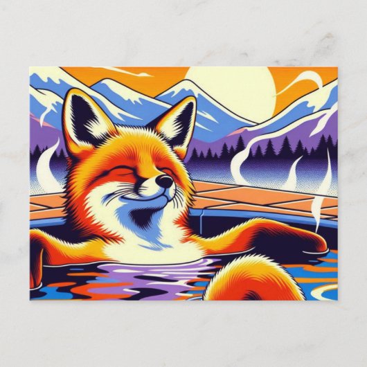Carte Postale Chill Red Fox in a Hotspring Pool (Devant)