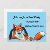 Carte Postale Chill Red Fox in a Pool Party RSVP (Devant / Derrière)