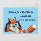 Carte Postale Chill Red Fox in a Pool Party RSVP (Devant)