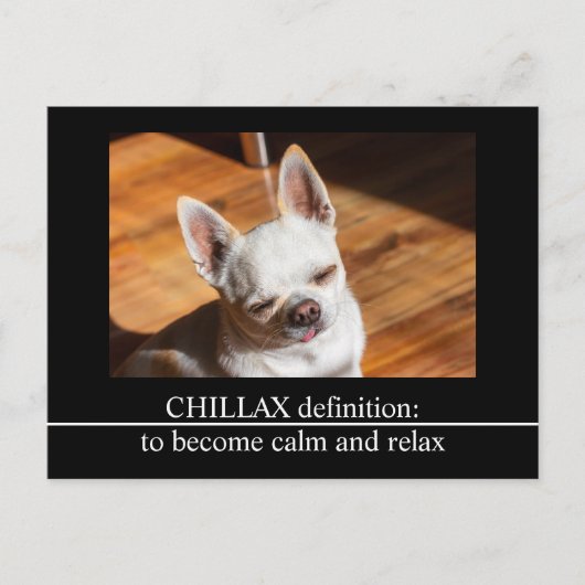 Carte Postale Chillax Chihuahua somnolent langue détendue sortie (Devant)