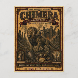Carte Postale Chimère, Monstre de Cirque Vintage