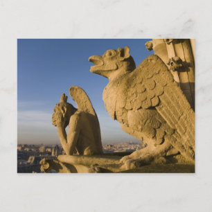 Carte Postale Chimère sur la façade de la cathédrale Notre-Dame,