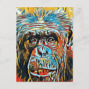 Carte Postale Chimp Chimpanzee Pop Art Digital Photograph