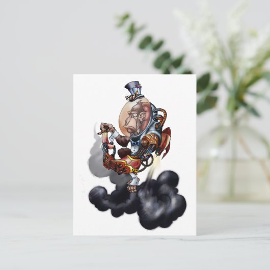 Carte Postale Chimp spatial Steampunk (Debout devant)