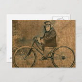 Carte Postale Chimp vintage à vélo (Devant / Derrière)