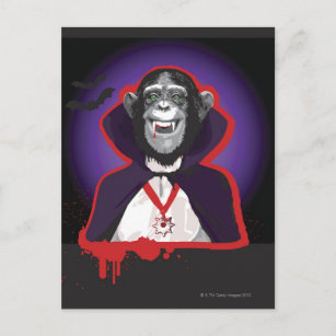 Carte Postale Chimpanzé en costume Dracula