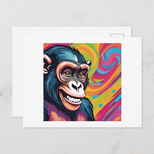Carte Postale Chimpanzé fou mignon (Devant / Derrière)