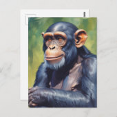 Carte Postale Chimpanzé fou mignon (Devant / Derrière)
