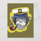 Carte Postale Chimpanzé Fumer Pipe (Devant)