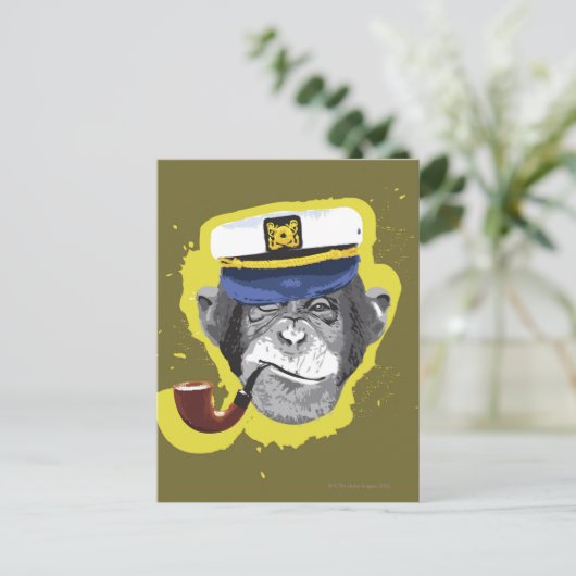 Carte Postale Chimpanzé Fumer Pipe (Debout devant)