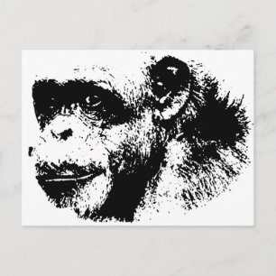 Carte Postale Chimpanzé noir et blanc